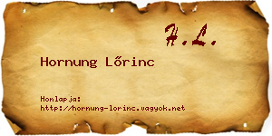 Hornung Lőrinc névjegykártya
